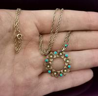 Antique Art Nouveau 15ct Gold Floral Pendant, Pearl & Turquoise, 9ct Gold Necklace (2 of 12) Antique Art Nouveau 15ct Gold Floral Pendant, Pearl & Turquoise, 9ct Gold Necklace (2 of 12)