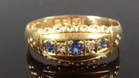 Late Victorian Diamond Blue Sapphire Dainty Gypsy Ring L 1/2 (6 of 11) Late Victorian Diamond Blue Sapphire Dainty Gypsy Ring L 1/2 (6 of 11)