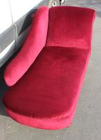 1940's Mahogany Framed Chaise in Red Upholstery (3 of 4) 1940's Mahogany Framed Chaise in Red Upholstery (3 of 4)