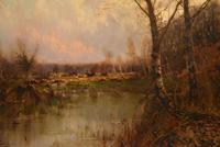 Oil Painting by Sidney Pike "Evening in the Forest" (3 of 6) Oil Painting by Sidney Pike "Evening in the Forest" (3 of 6)