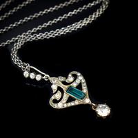 Antique Green Paste Sterling Silver Drop Pendant & Chain Necklace (4 of 10) Antique Green Paste Sterling Silver Drop Pendant & Chain Necklace (4 of 10)