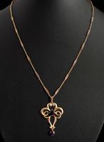 Antique Edwardian Lavalier Pendant, 9ct Gold and Amethyst (2 of 10) Antique Edwardian Lavalier Pendant, 9ct Gold and Amethyst (2 of 10)