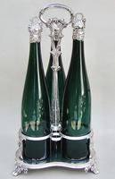 Fabulous Set of 3 Victorian Silver Mounted Bristol Green Glass Decanter By Henry Wilkinson & Co, Birmingham 1839 - in Original Silver Plated Stand (2 of 12) Fabulous Set of 3 Victorian Silver Mounted Bristol Green Glass Decanter By Henry Wilkinson & Co, Birmingham 1839 - in Original Silver Plated Stand (2 of 12)