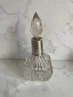 Art Deco 1923–1924 English Cut Glass & Sterling Silver Perfume Bottle Crystal Stopper