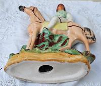 Pair of Antique English Victorian Staffordshire Pottery Figures of Mounted Jockeys ~ H 3312 / H 3313 (11 of 12) Pair of Antique English Victorian Staffordshire Pottery Figures of Mounted Jockeys ~ H 3312 / H 3313 (11 of 12)