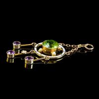 Antique Edwardian Suffragette Pendant 9ct Gold Amethyst Peridot Pearl c.1910 (4 of 6) Antique Edwardian Suffragette Pendant 9ct Gold Amethyst Peridot Pearl c.1910 (4 of 6)