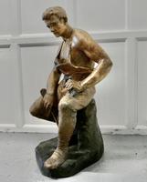 Large 1920s Plaster Figure of the Seated Blacksmith, Le Travail (4 of 12) Large 1920s Plaster Figure of the Seated Blacksmith, Le Travail (4 of 12)