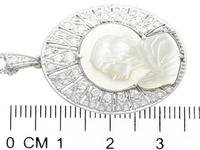 Mother of Pearl & 0.45ct Diamond, Platinum Pendant - Antique c.1920 (6 of 9) Mother of Pearl & 0.45ct Diamond, Platinum Pendant - Antique c.1920 (6 of 9)