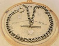 Victorian Pocket Watch Chain 1890s Antique Albo Silver Curb Link Albert With T Bar (2 of 12) Victorian Pocket Watch Chain 1890s Antique Albo Silver Curb Link Albert With T Bar (2 of 12)