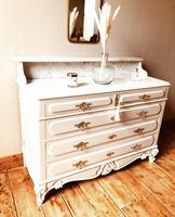 Antique Style Chest of Drawers with Marble Gallery / Grey Drawers (5 of 7) Antique Style Chest of Drawers with Marble Gallery / Grey Drawers (5 of 7)