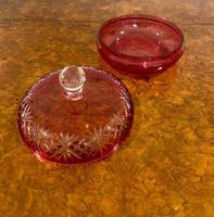 Antique Victorian Quality Cut Cranberry Glass Lidded Bowl (4 of 4) Antique Victorian Quality Cut Cranberry Glass Lidded Bowl (4 of 4)