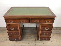 Late 20th Century Yew Wood Pedestal Kneehole Desk (12 of 14) Late 20th Century Yew Wood Pedestal Kneehole Desk (12 of 14)