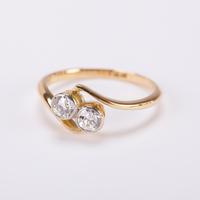 Antique Edwardian 0.50 Carat Diamond ‘moi et Toi’ Two Stone Cross Over Engagement Ring c.1900 Antique Edwardian 0.50 Carat Diamond ‘moi et Toi’ Two Stone Cross Over Engagement Ring c.1900
