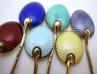 Superb Vintage Solid Sterling Silver Gilt & Enamel English Hallmarked Coffee Spoons Cased Boxed Set 1953 (8 of 10) Superb Vintage Solid Sterling Silver Gilt & Enamel English Hallmarked Coffee Spoons Cased Boxed Set 1953 (8 of 10)