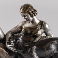 Stunning French Art Deco Bronze & Silvered Sculpture. Signed A.Ouline - Lady & Panther (10 of 11) Stunning French Art Deco Bronze & Silvered Sculpture. Signed A.Ouline - Lady & Panther (10 of 11)