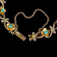 Antique Victorian Turquoise Heart Forget Me Not Bracelet 9ct Gold With Box c 1880 (6 of 9) Antique Victorian Turquoise Heart Forget Me Not Bracelet 9ct Gold With Box c 1880 (6 of 9)