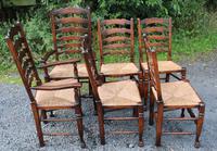 1960s Set 6 Ash Ladder Back Dining Chairs 4+2 Carvers (2 of 3) 1960s Set 6 Ash Ladder Back Dining Chairs 4+2 Carvers (2 of 3)