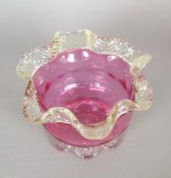 Victorian Hand Blown Cranberry Glass Crimped Edge Bowl (2 of 3) Victorian Hand Blown Cranberry Glass Crimped Edge Bowl (2 of 3)