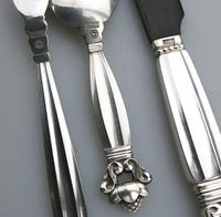 Good Sterling Solid Silver Georg Jensen Acorn Serving Set c.1945+ (5 of 6) Good Sterling Solid Silver Georg Jensen Acorn Serving Set c.1945+ (5 of 6)