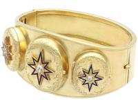 0.49ct Diamond & 18ct Yellow Gold Triple-locket Bangle - Antique c.1880 (4 of 12) 0.49ct Diamond & 18ct Yellow Gold Triple-locket Bangle - Antique c.1880 (4 of 12)