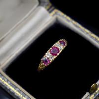 Antique Ruby & Old Cut Diamond 18ct 18K Yellow Gold Scroll Ring (2 of 9) Antique Ruby & Old Cut Diamond 18ct 18K Yellow Gold Scroll Ring (2 of 9)