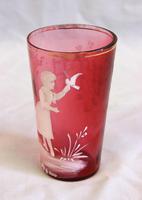 Antique Victorian Mary Gregory Cranberry Glass Tot (3 of 5) Antique Victorian Mary Gregory Cranberry Glass Tot (3 of 5)