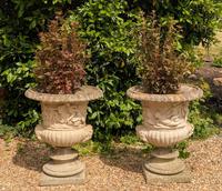 A Pair of Composition Stone Classical Urns