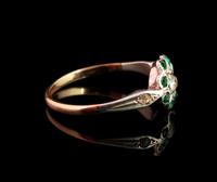 Vintage Art Deco Flower Ring, 9ct Gold & Silver, Emerald Paste (4 of 11) Vintage Art Deco Flower Ring, 9ct Gold & Silver, Emerald Paste (4 of 11)