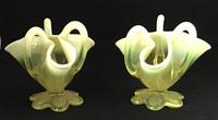 Pair of Victorian Vaseline Glass Posy Vases (2 of 4) Pair of Victorian Vaseline Glass Posy Vases (2 of 4)