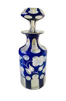 Antique Perfume Scent Cologne Bottle Bohemian Double Overlay White Over Bristol Blue c.1880