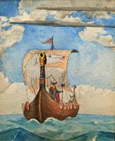 Unusual Original 19thc Seascape watercolour Painting - 11thc Vikings & Longboat (9 of 11) Unusual Original 19thc Seascape watercolour Painting - 11thc Vikings & Longboat (9 of 11)
