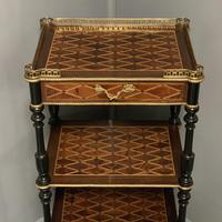 French Geometric Marquetry Etagere Side Table (2 of 3) French Geometric Marquetry Etagere Side Table (2 of 3)