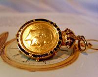 Pocket Watch Chain Fob 1902 Coronation King Edward V11 Big Rose Gilt Enamel Fob