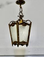French Brass & Etched Glass Lantern Hall Light (5 of 6) French Brass & Etched Glass Lantern Hall Light (5 of 6)