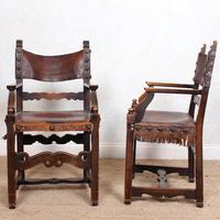 4 Dining Chairs Ships Nautical Chairs Oak Leather 19th Century (9 of 10) 4 Dining Chairs Ships Nautical Chairs Oak Leather 19th Century (9 of 10)