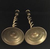 Pair of Late Victorian Brass Spiral Candlesticks (2 of 5) Pair of Late Victorian Brass Spiral Candlesticks (2 of 5)