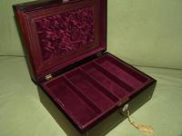 Unisex Inlaid Rosewood Jewellery Box + Tray. c1850 (3 of 13) Unisex Inlaid Rosewood Jewellery Box + Tray. c1850 (3 of 13)