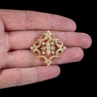 Antique Victorian Pearl Diamond Pendant Brooch 18ct Gold c.1900 (5 of 6) Antique Victorian Pearl Diamond Pendant Brooch 18ct Gold c.1900 (5 of 6)