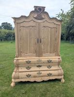 Huge 19thc Stripped Pine Dutch Linen Press on Bomb Base Delivery Available 0341