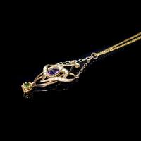 Antique Amethyst Peridot and Pearl Lavalier 9ct 9K Gold Pendant and Chain Necklace (5 of 10) Antique Amethyst Peridot and Pearl Lavalier 9ct 9K Gold Pendant and Chain Necklace (5 of 10)
