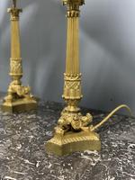 Pair of Regency style gilt bronze lamps with shades (2 of 6) Pair of Regency style gilt bronze lamps with shades (2 of 6)
