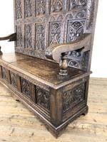 Antique Victorian Carved Oak High Back Settle (14 of 15) Antique Victorian Carved Oak High Back Settle (14 of 15)