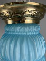 Art Deco Ceiling Light With Original Blue Shade; Brass Gallery; Rewired (3 of 7) Art Deco Ceiling Light With Original Blue Shade; Brass Gallery; Rewired (3 of 7)