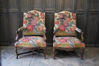 Pair of French Regence Carved Walnut Library Fauteuils (4 of 9) Pair of French Regence Carved Walnut Library Fauteuils (4 of 9)