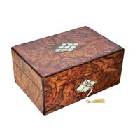 Victorian Burr Walnut & Inlaid Jewellery Box