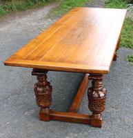 1960s Carved Oak Refectory Table with Set 8 Dining Chairs Green Upholstery (2 of 10) 1960s Carved Oak Refectory Table with Set 8 Dining Chairs Green Upholstery (2 of 10)