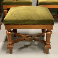 Set of 6 satinwood modular stools in vintage velvet (6 of 8) Set of 6 satinwood modular stools in vintage velvet (6 of 8)