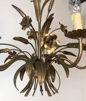 Vintage French 5 Arm Gilt Wheatsheaf & Floral Toleware Chandelier (3 of 9) Vintage French 5 Arm Gilt Wheatsheaf & Floral Toleware Chandelier (3 of 9)