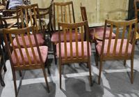 Gplan 1960s Set 6 Quality Walnut Dining Chairs Pink Stripe Seats (3 of 4) Gplan 1960s Set 6 Quality Walnut Dining Chairs Pink Stripe Seats (3 of 4)