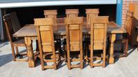 1960's Oak Refectory Table with Set 8 Jacobean style Oak Highback Dining Chairs (2 of 7) 1960's Oak Refectory Table with Set 8 Jacobean style Oak Highback Dining Chairs (2 of 7)